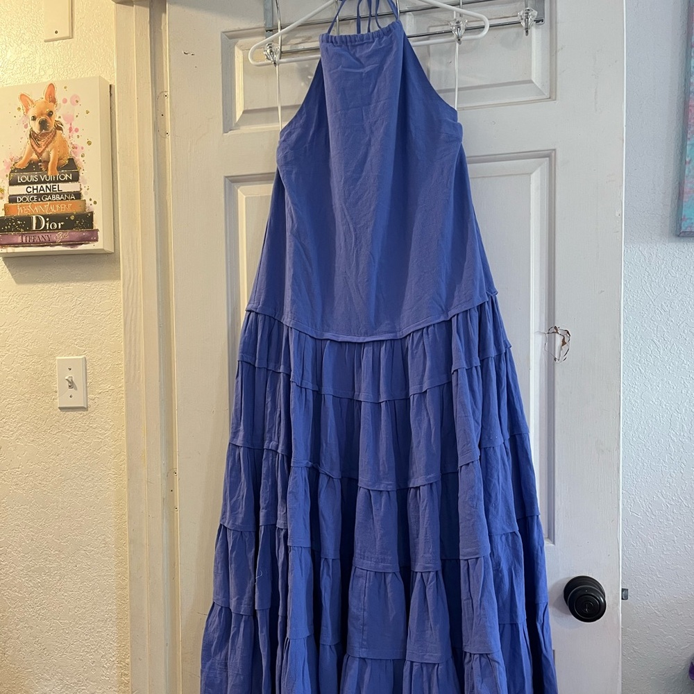 Free People Blue Halter Maxi Dress